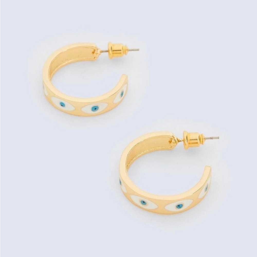 Chic Gold Hoop Earrings with Eye Motif